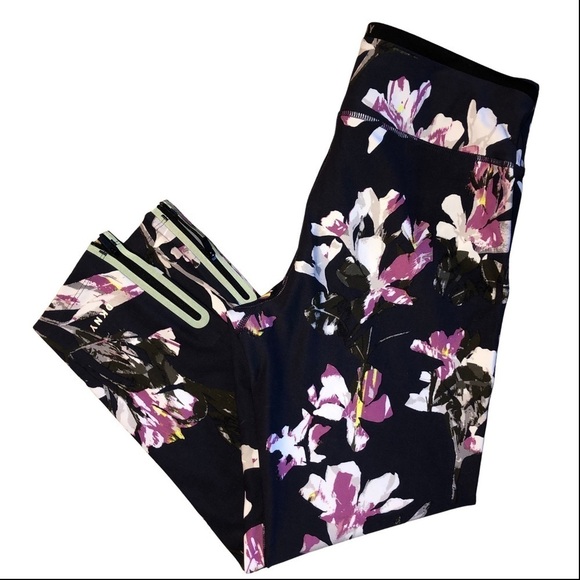 DKNY Sport Floral High Waist 7/8 Length Leggings Size Large - Picture 2 of 7
